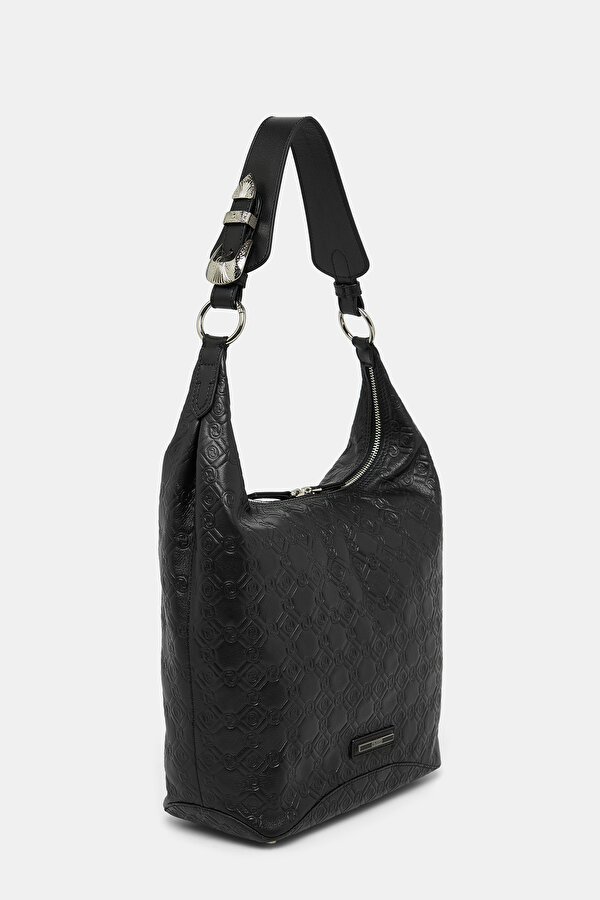 BLACK MONOGRAM LEATHER BAG 2