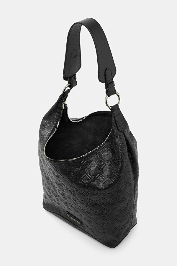 BLACK MONOGRAM LEATHER BAG 6