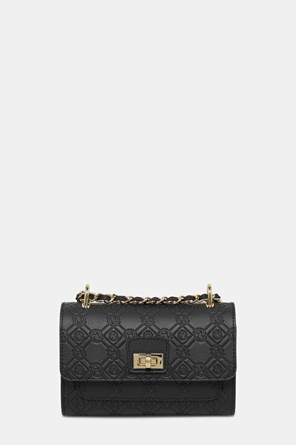 BLACK MONOGRAM LEATHER BAG