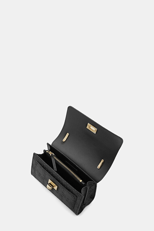 BLACK MONOGRAM LEATHER BAG 6