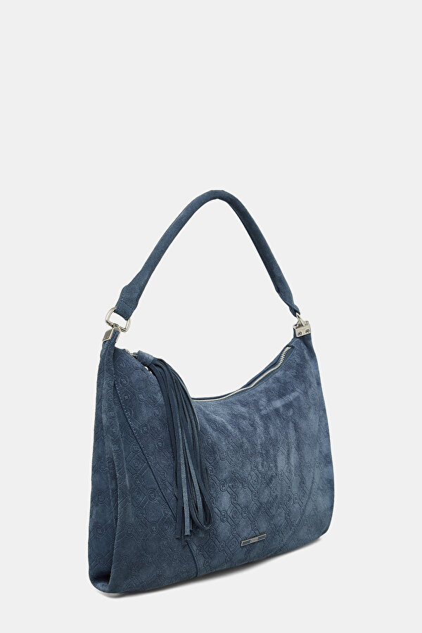 NAVY BLUE MONOGRAM LEATHER BAG 2