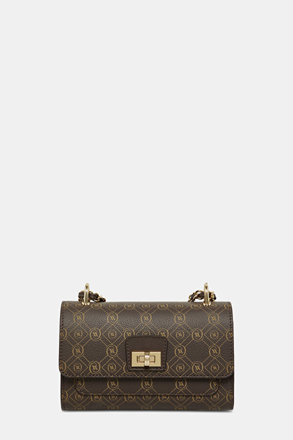 BEIGE MONOGRAM LEATHER BAG