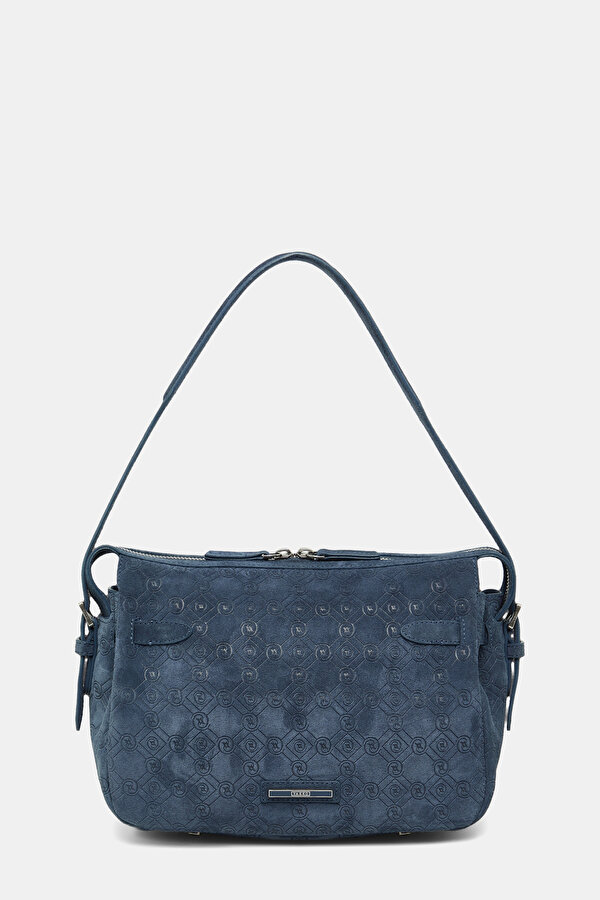 NAVY BLUE MONOGRAM LEATHER BAG