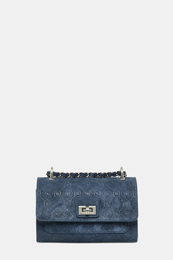 NAVY BLUE MONOGRAM LEATHER BAG