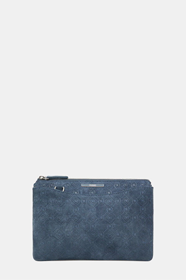 NAVY BLUE MONOGRAM LEATHER BAG 2