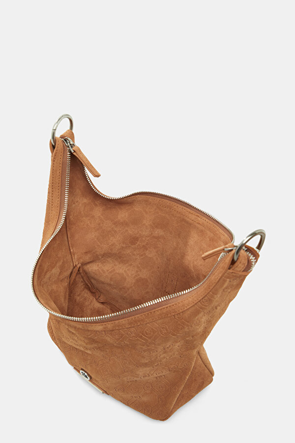 TAN MONOGRAM LEATHER BAG 6