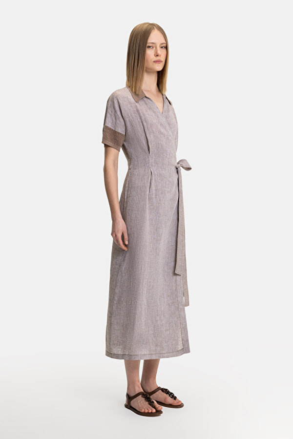 BEIGE SHORT SLEEVE DRESS