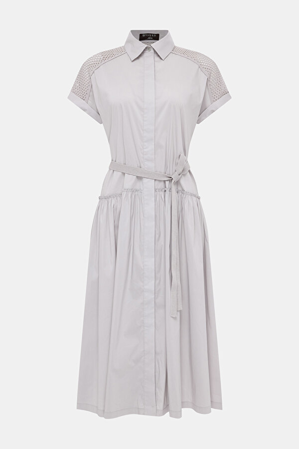 BEIGE SHORT SLEEVE DRESS 6