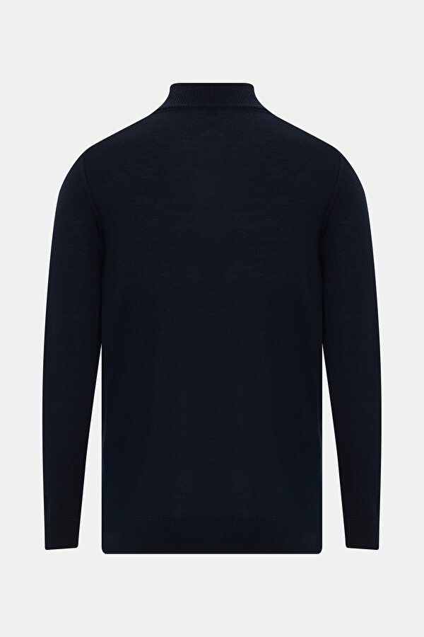 NAVY BLUE UPRIGHT COLLAR TRICOT 2