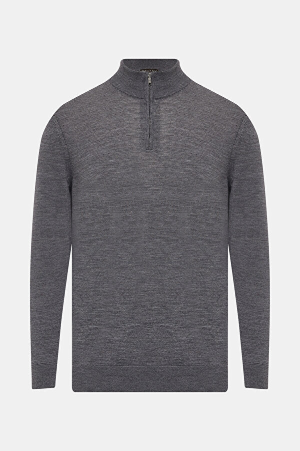 GREY UPRIGHT COLLAR TRICOT
