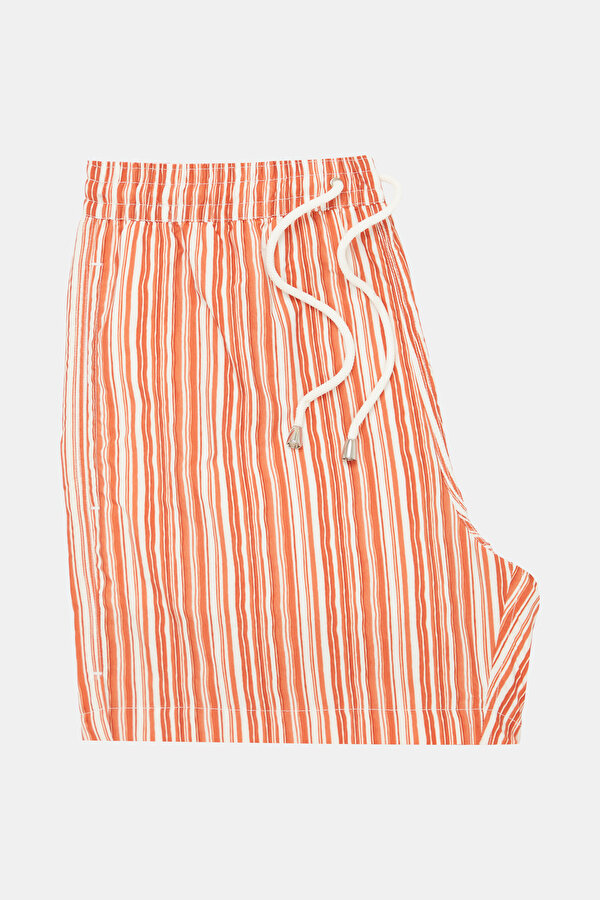 WHITE STRIPED PATTERNED SWIMSUIT
