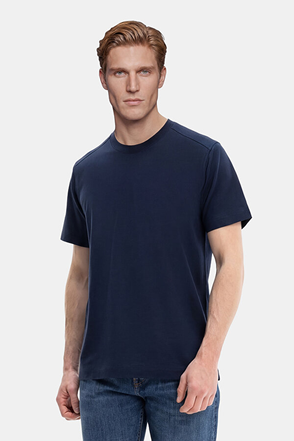 NAVY BLUE BICYCLE COLLAR SHORT SLEEVE TSHIRT