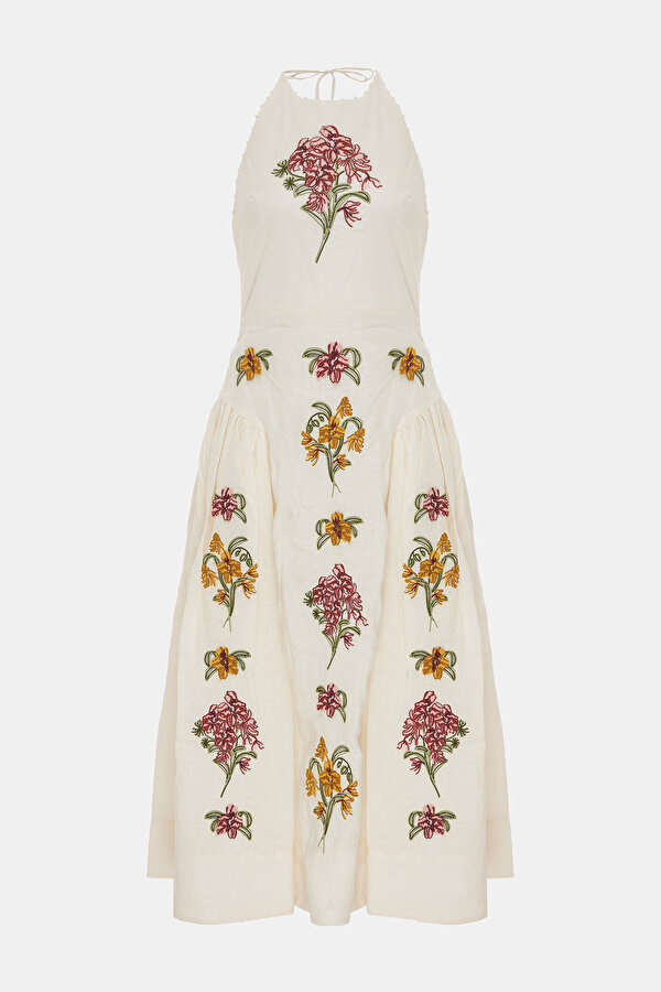 MULTICOLOR FLORAL PATTERN MIDI DRESS