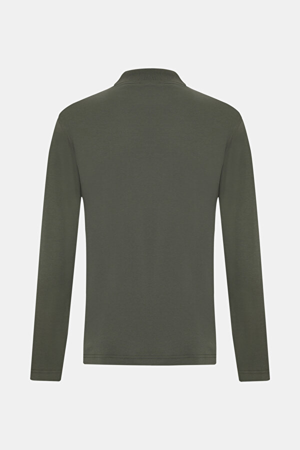 DARK GREEN POLO NECK LONG SLEEVE TSHIRT 2