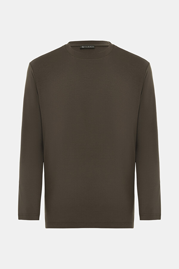 BROWN BICYCLE COLLAR LONG SLEEVE TSHIRT