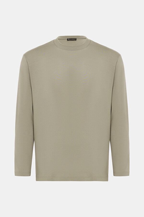 STONE COLOR BICYCLE COLLAR LONG SLEEVE TSHIRT