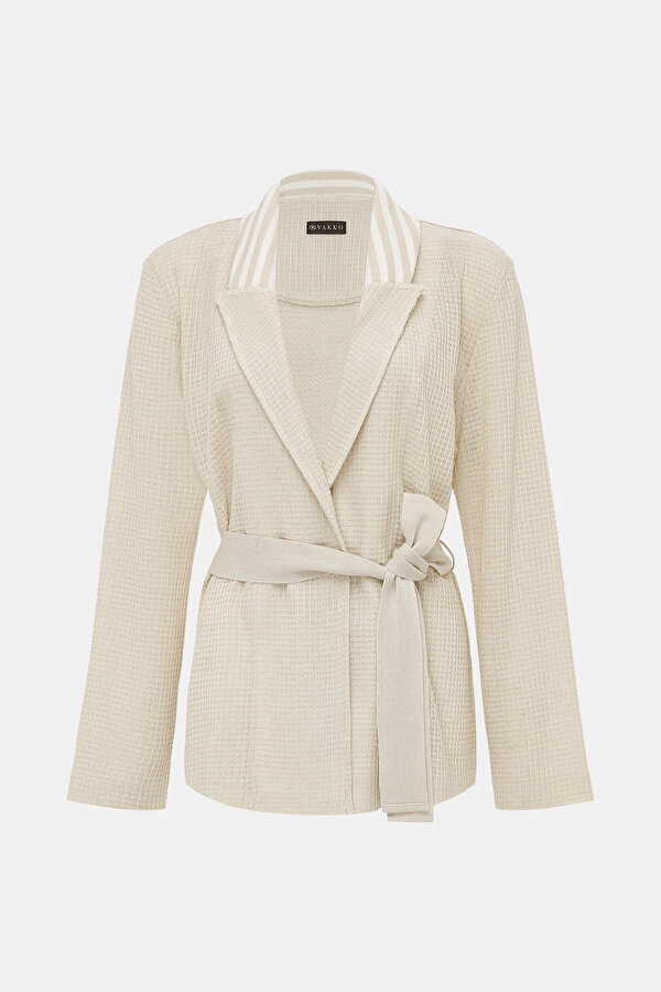 BEIGE SURPLICE NECKLINE (CROSS-OVER NECKLINE) JACKET 7