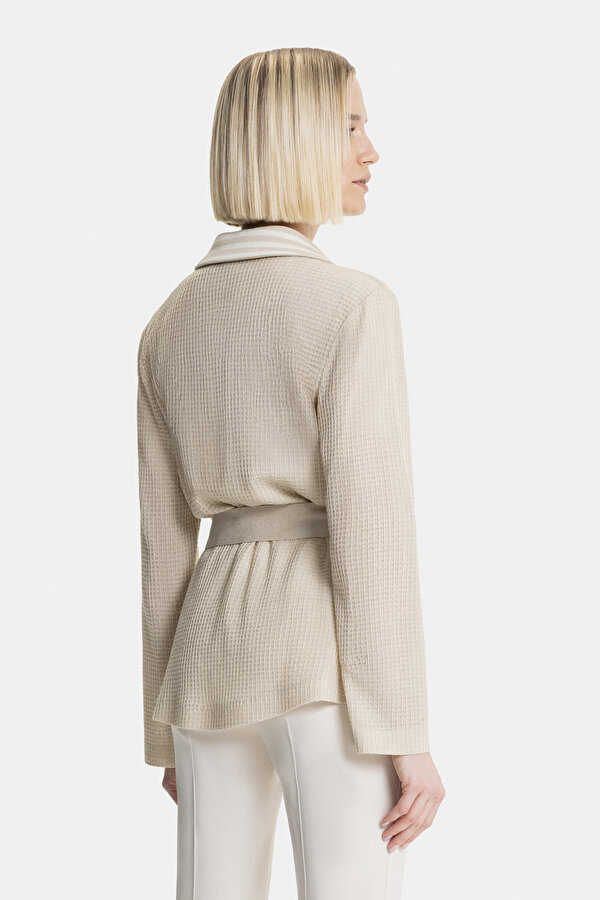 BEIGE SURPLICE NECKLINE (CROSS-OVER NECKLINE) JACKET 2