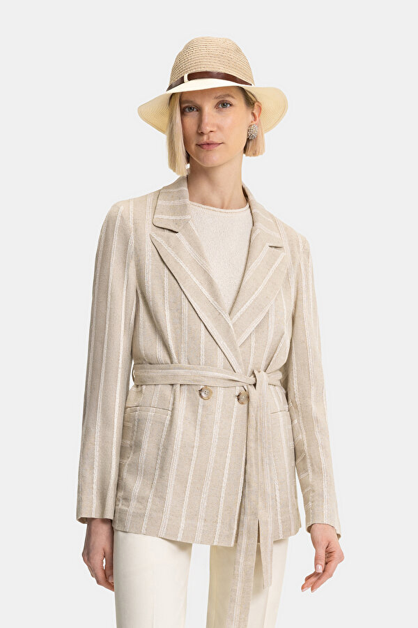 ECRU SURPLICE NECKLINE (CROSS-OVER NECKLINE) JACKET