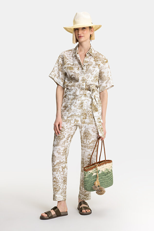 KHAKI SHORT SLEEVE JUMPSUIT