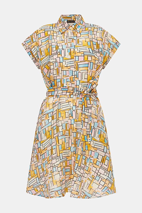 MULTICOLOR SHORT SLEEVE ABOVE THE KNEE DRESS 7