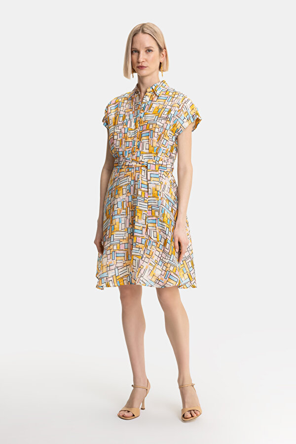 MULTICOLOR SHORT SLEEVE ABOVE THE KNEE DRESS 6
