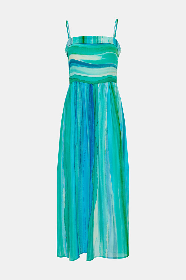 GREEN SLEEVELESS SUSPENDER MIDI DRESS 6