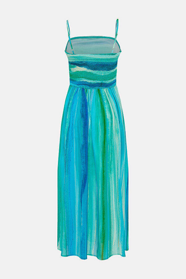 GREEN SLEEVELESS SUSPENDER MIDI DRESS 7