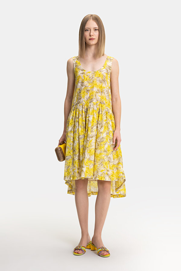 BEIGE SLEEVELESS MIDI DRESS