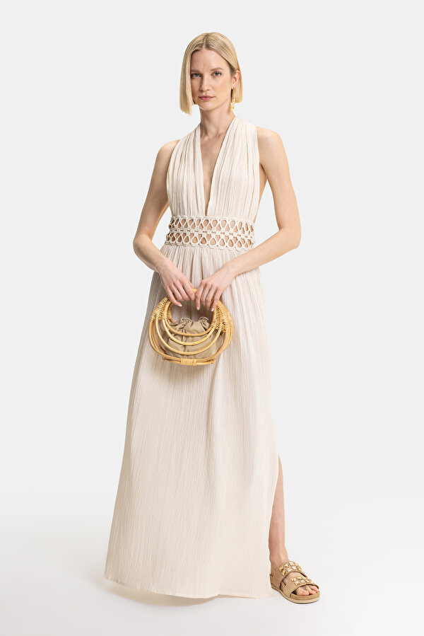 CREAM SLEEVELESS DRESS