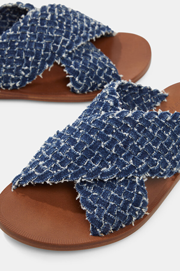 DARK NAVY BLUE LEATHER SLIPPER 6