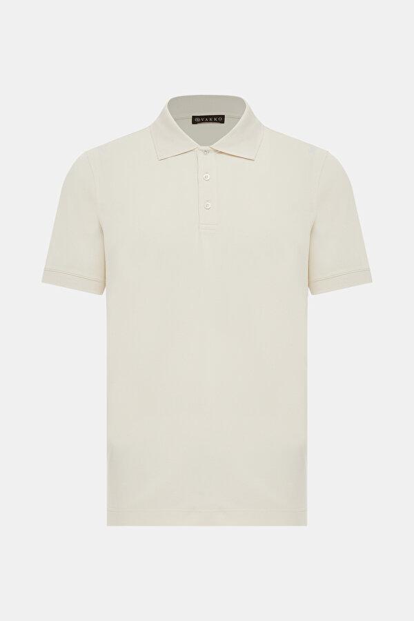 ECRU POLO NECK SHORT SLEEVE TSHIRT
