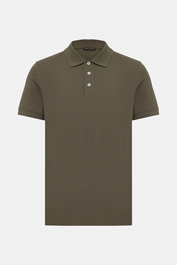 KHAKI POLO NECK SHORT SLEEVE TSHIRT