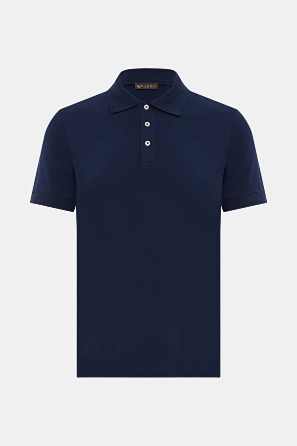 NAVY BLUE POLO NECK SHORT SLEEVE TSHIRT