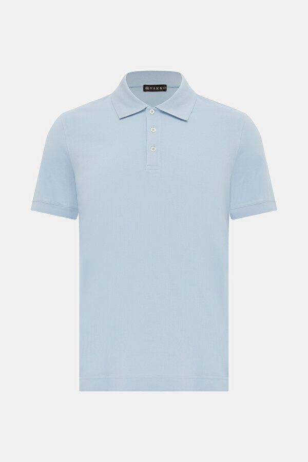 LIGHT BLUE POLO NECK SHORT SLEEVE TSHIRT