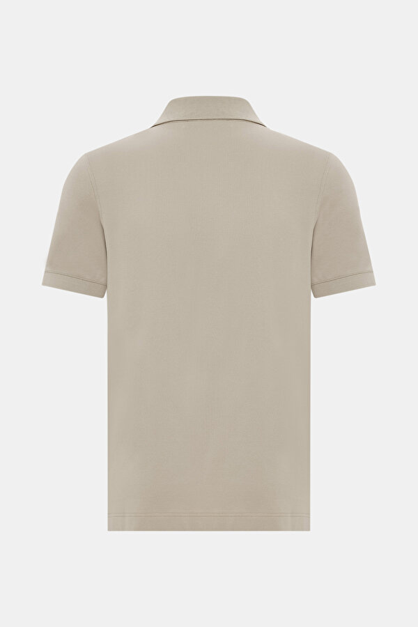 BEIGE POLO NECK SHORT SLEEVE TSHIRT 2