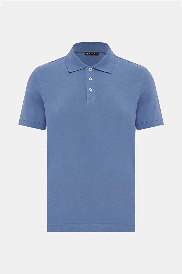 INDIGO POLO NECK SHORT SLEEVE TSHIRT 6