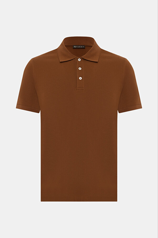 TAN POLO NECK SHORT SLEEVE TSHIRT