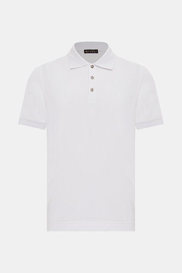 WHITE POLO NECK SHORT SLEEVE TSHIRT