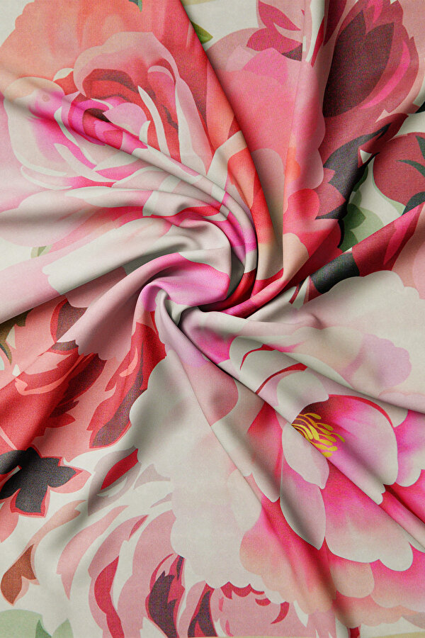 FUCHSIA FLORAL PATTERN ETAMIN VOILE SCARF 2