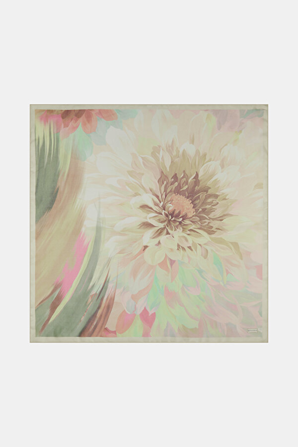 GREEN FLORAL PATTERN ETAMIN VOILE SCARF
