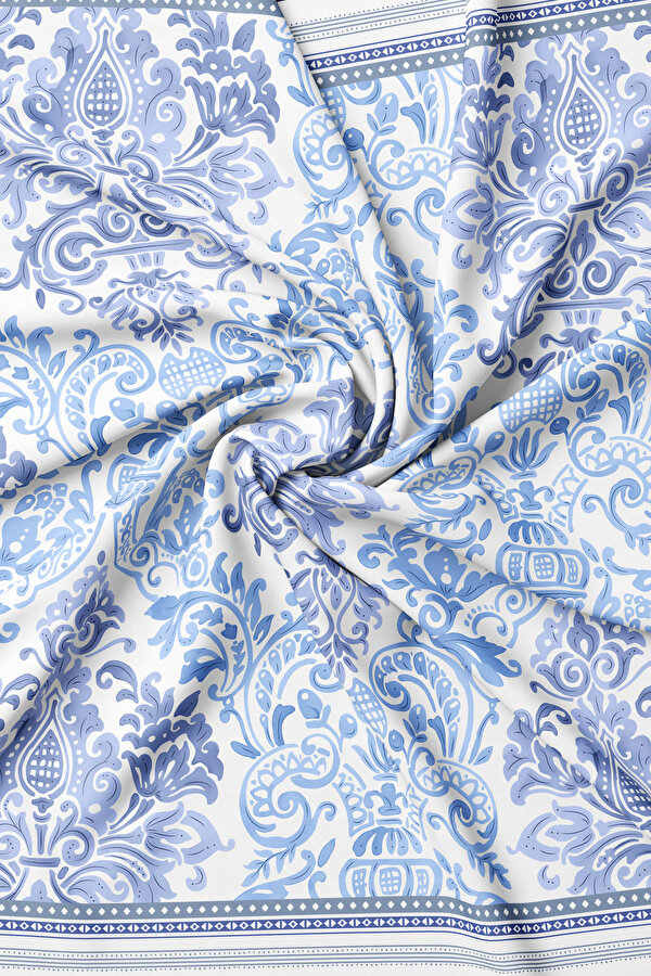 NAVY BLUE ETHNIC DESIGN TWILL SCARF 2