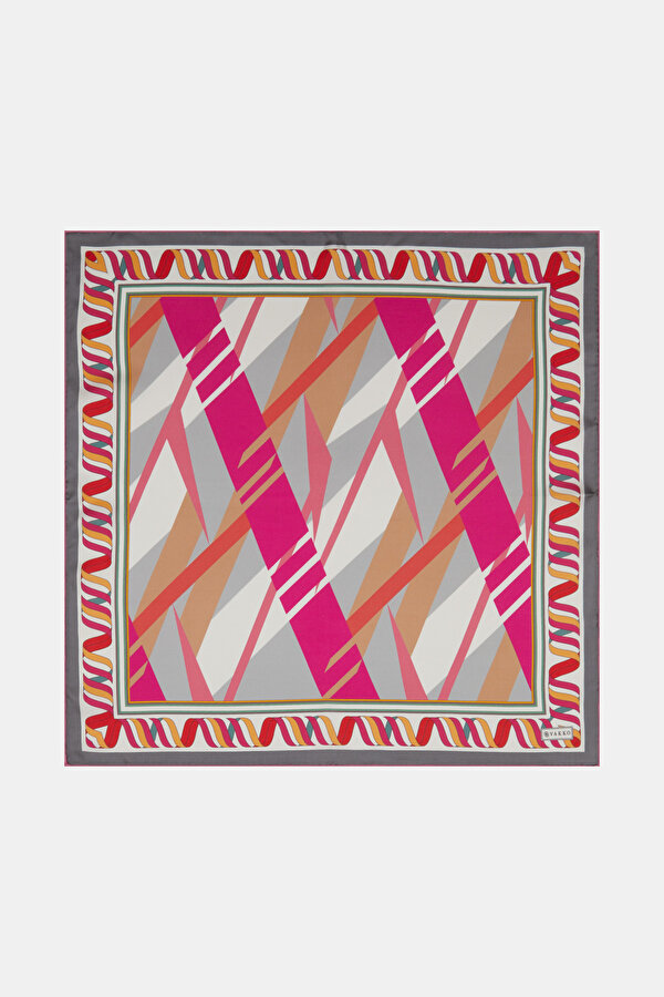 FUCHSIA GEOMETRIC DESIGN TWILL BANDANA