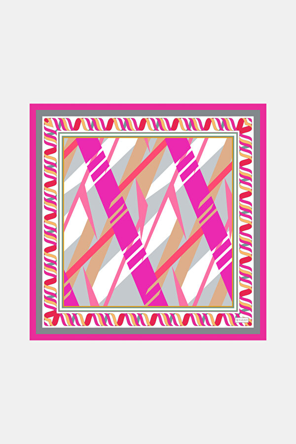 FUCHSIA GEOMETRIC DESIGN TWILL BANDANA