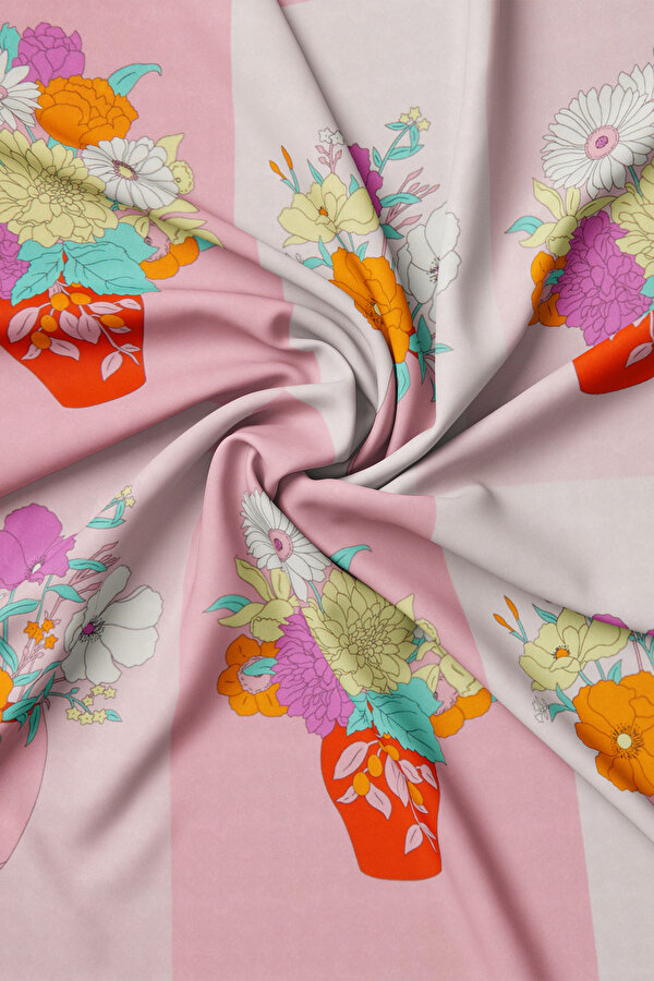 LIGHT PINK FLORAL PATTERN TWILL GAVROŞ 2