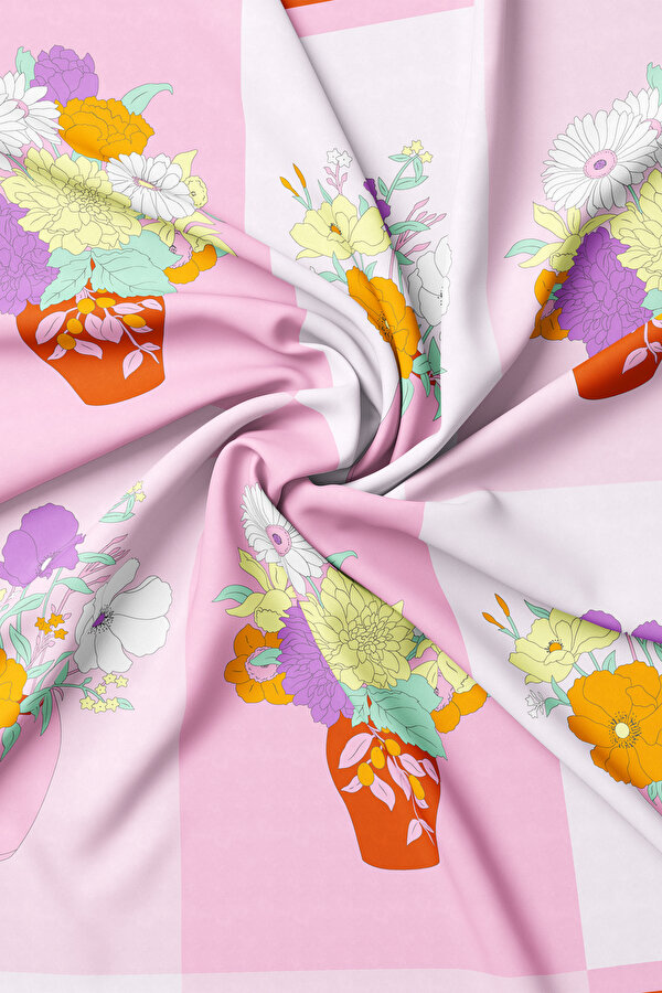 LIGHT PINK FLORAL PATTERN TWILL GAVROŞ 2
