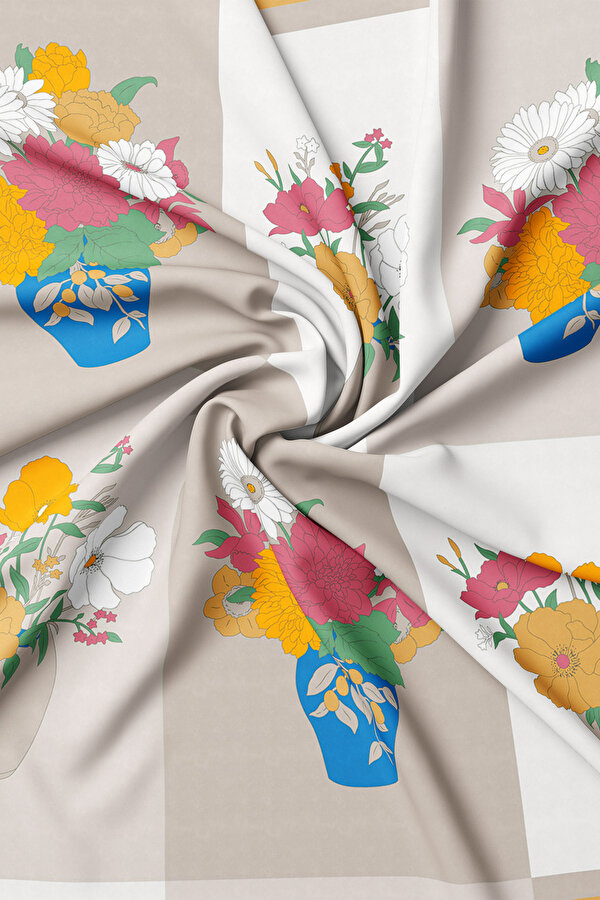 MINK FLORAL PATTERN TWILL GAVROŞ 2