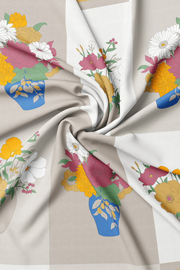 MINK FLORAL PATTERN TWILL GAVROŞ 2