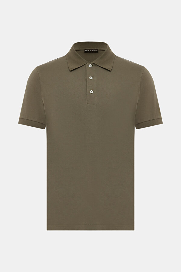 KHAKI POLO NECK SHORT SLEEVE TSHIRT