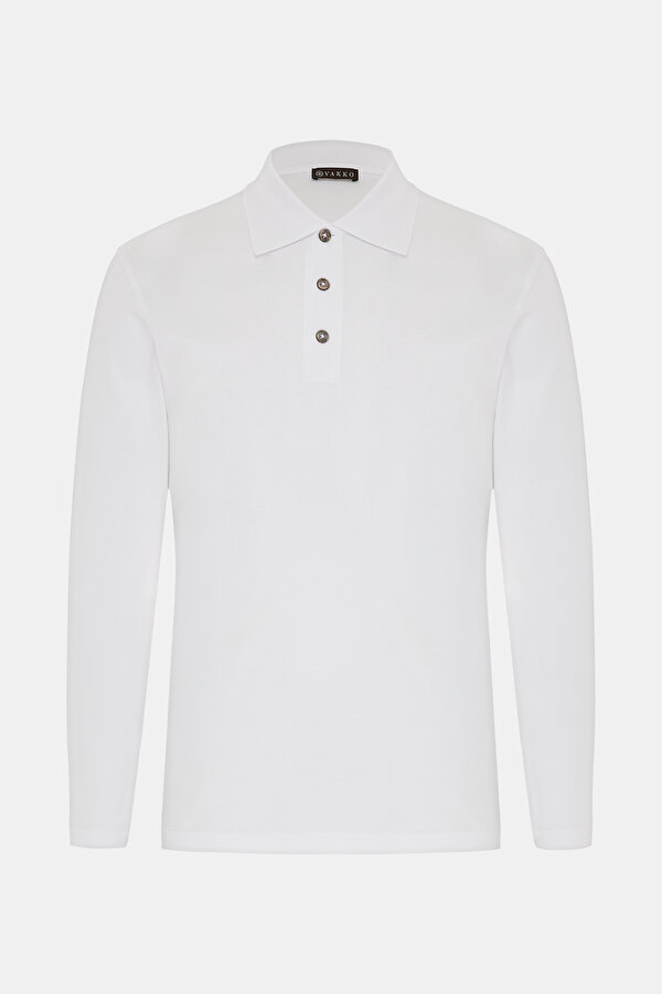 WHITE POLO NECK LONG SLEEVE TSHIRT